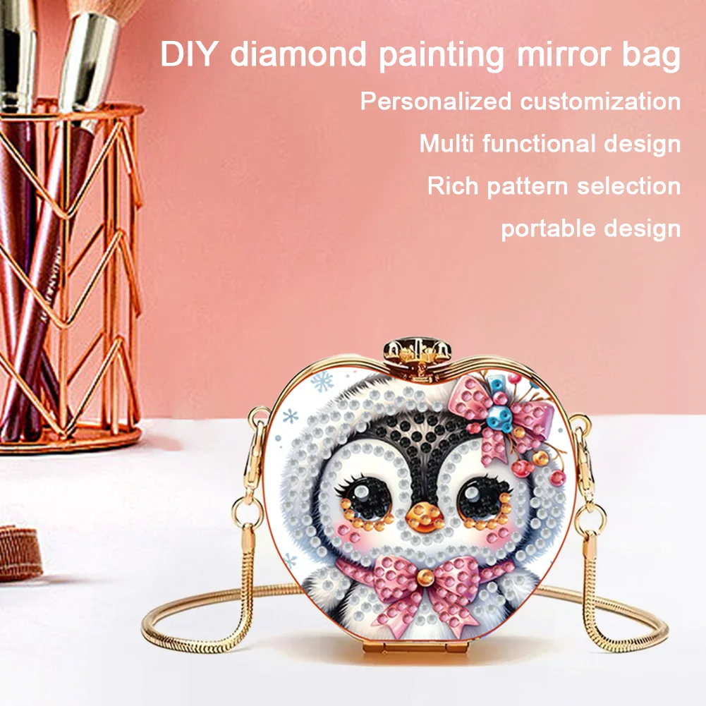 Penguin DIY Diamond Painting Shoulder Bag for Coins Lipstick Earphones Gifts