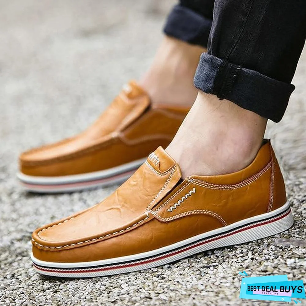 Leather Boat Shoes Casual Flats Moccasins Homme Driving Loafers Shoes Slip On Shoes