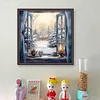 Snow Scene Outside The Window - 11CT Stamped Cross Stitch - 50*50cm