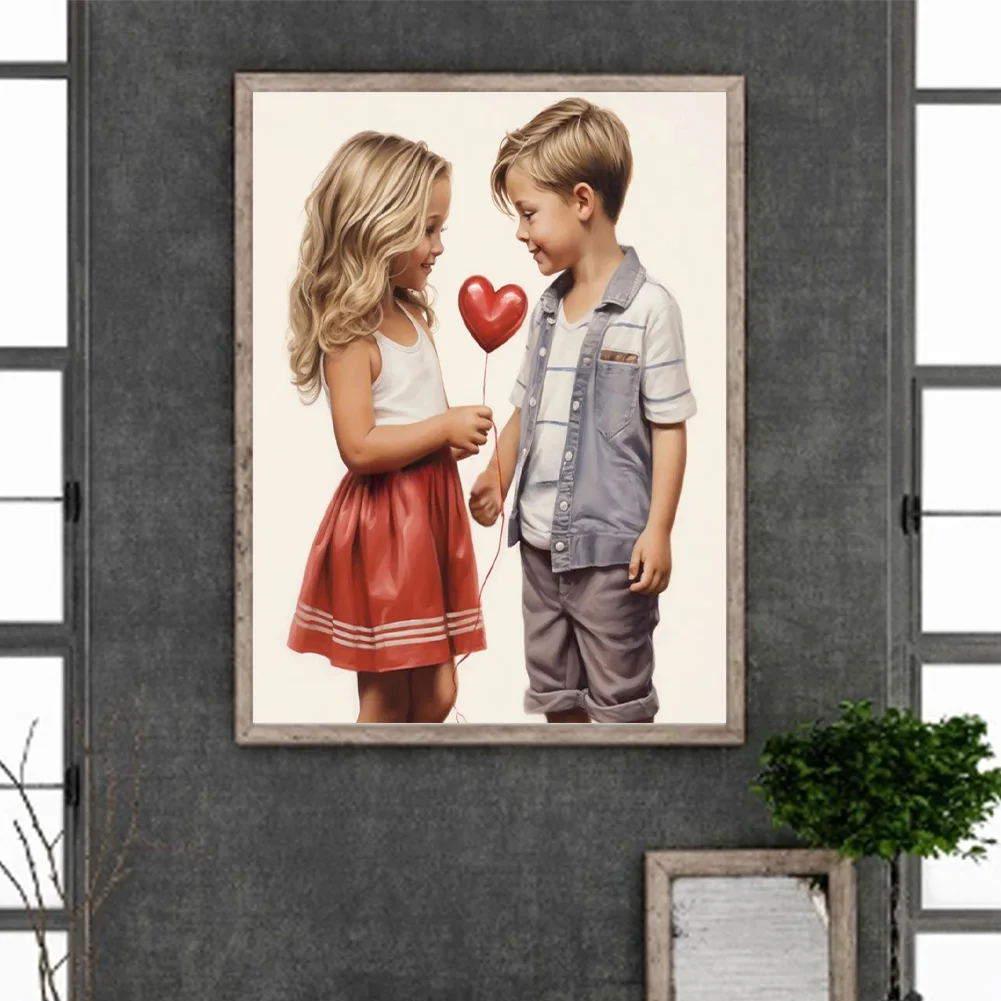 Diamond Painting - Full Round Drill - Kid Sweet Couple(Canvas|30*40cm)