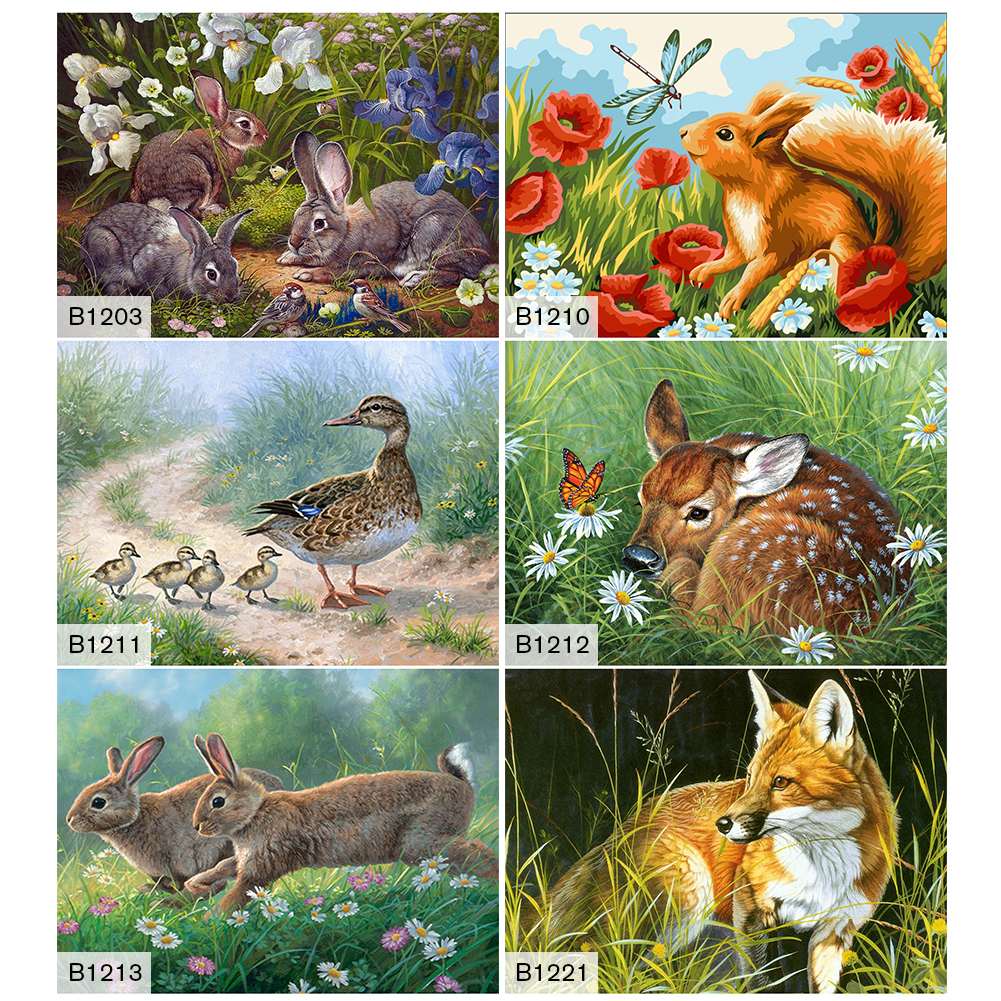 

50*40CM - Paint By Numbers - Bushes Animals, 04, 501 Original