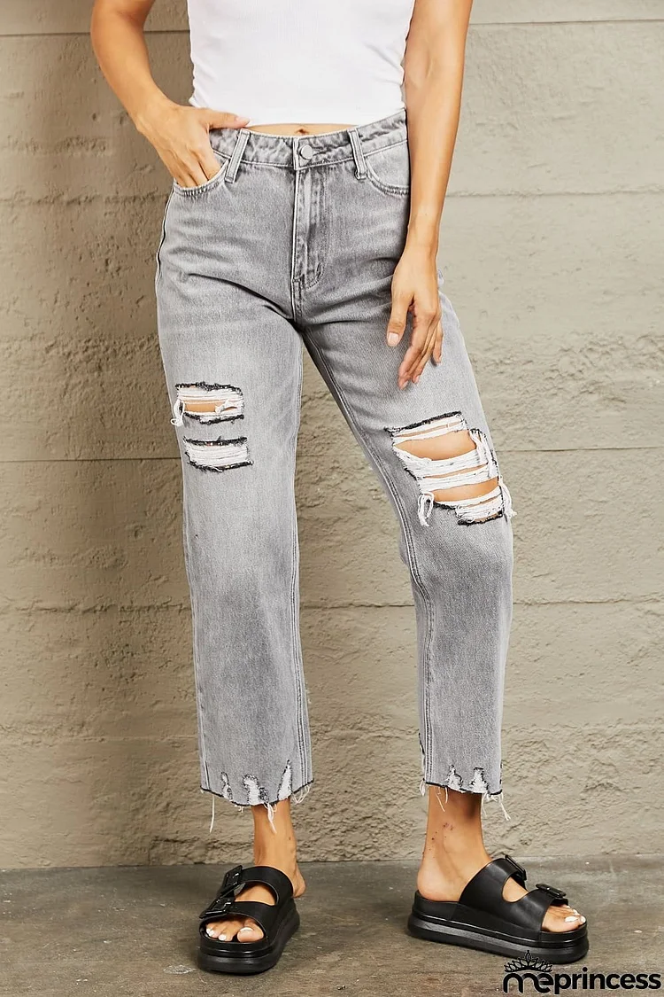 BAYEAS High Waisted Cropped Mom Jeans