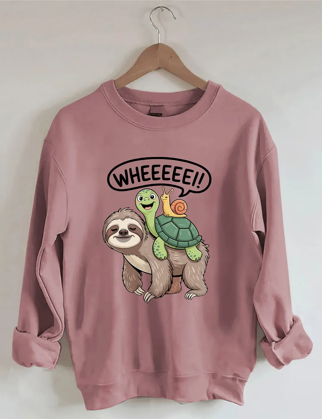 Wheeeee Sloth Turtle Snail Sweatshirt