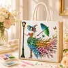 DIY Colorful Skirt Lady 5D Diamond Painting Linen Tote Bag