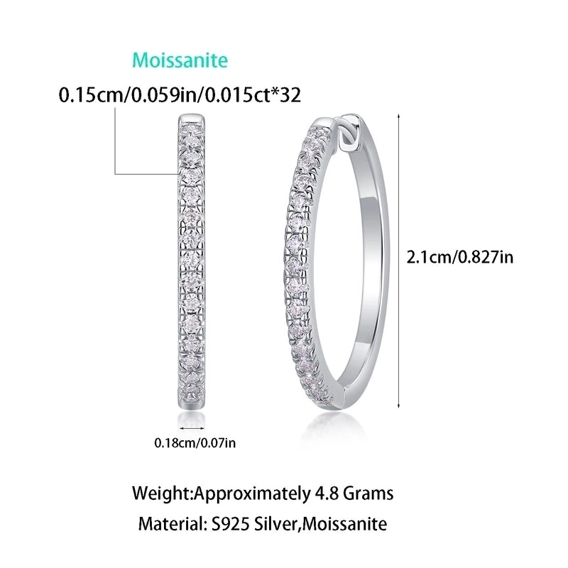 1 Pair 925 Sterling Silver Moissanite Geometric Earrings