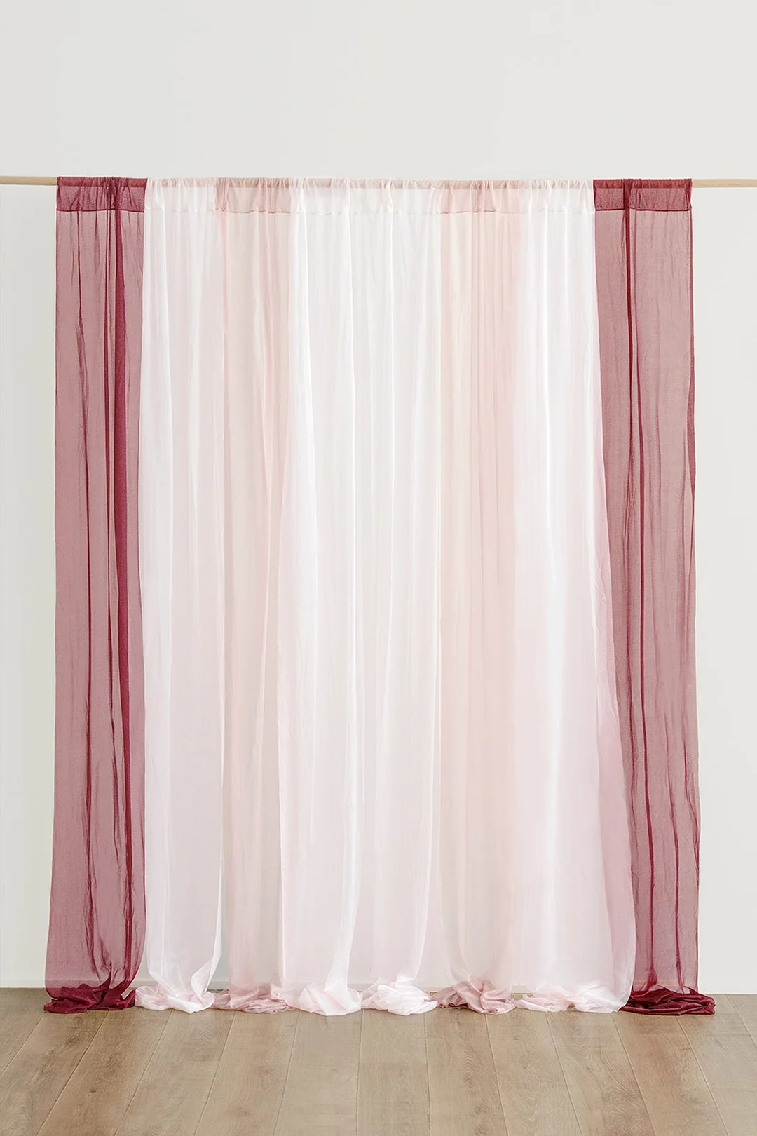 Sheer Backdrop Curtain Panels 14.5" x 10ft (Set of 8) - 4 Colors