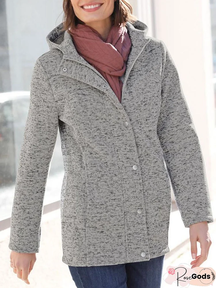 Casual Plain Thick Warm Hooded Jacket