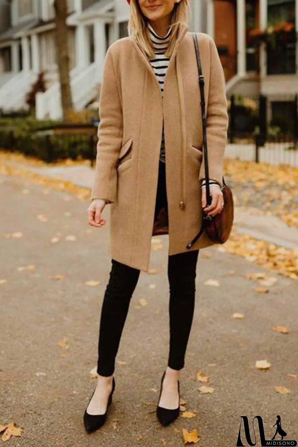 MidiSono - Elegant Lapel Long Sleeve Coat