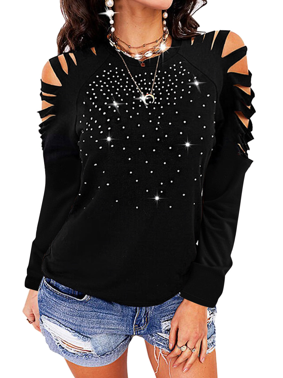 Women Long Sleeve V-neck Graphic Floral Printed Top