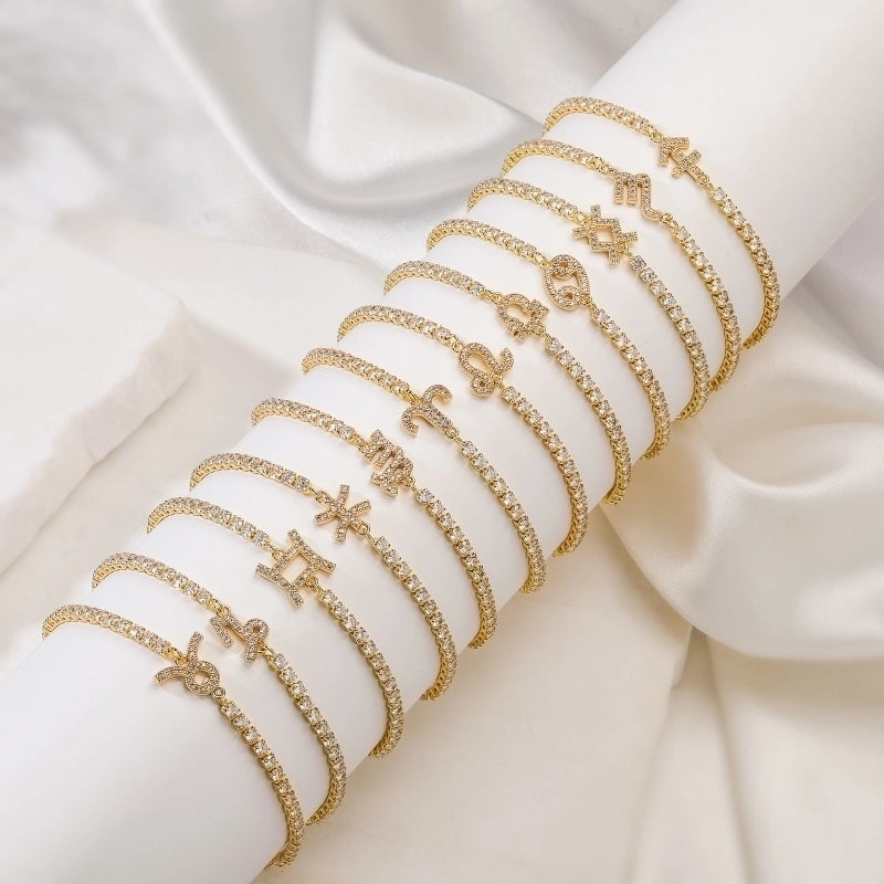 Copper 18K Gold Plated Casual Minimalist Classic Style Plating Inlay Constellation Zircon Drawstring Bracelets