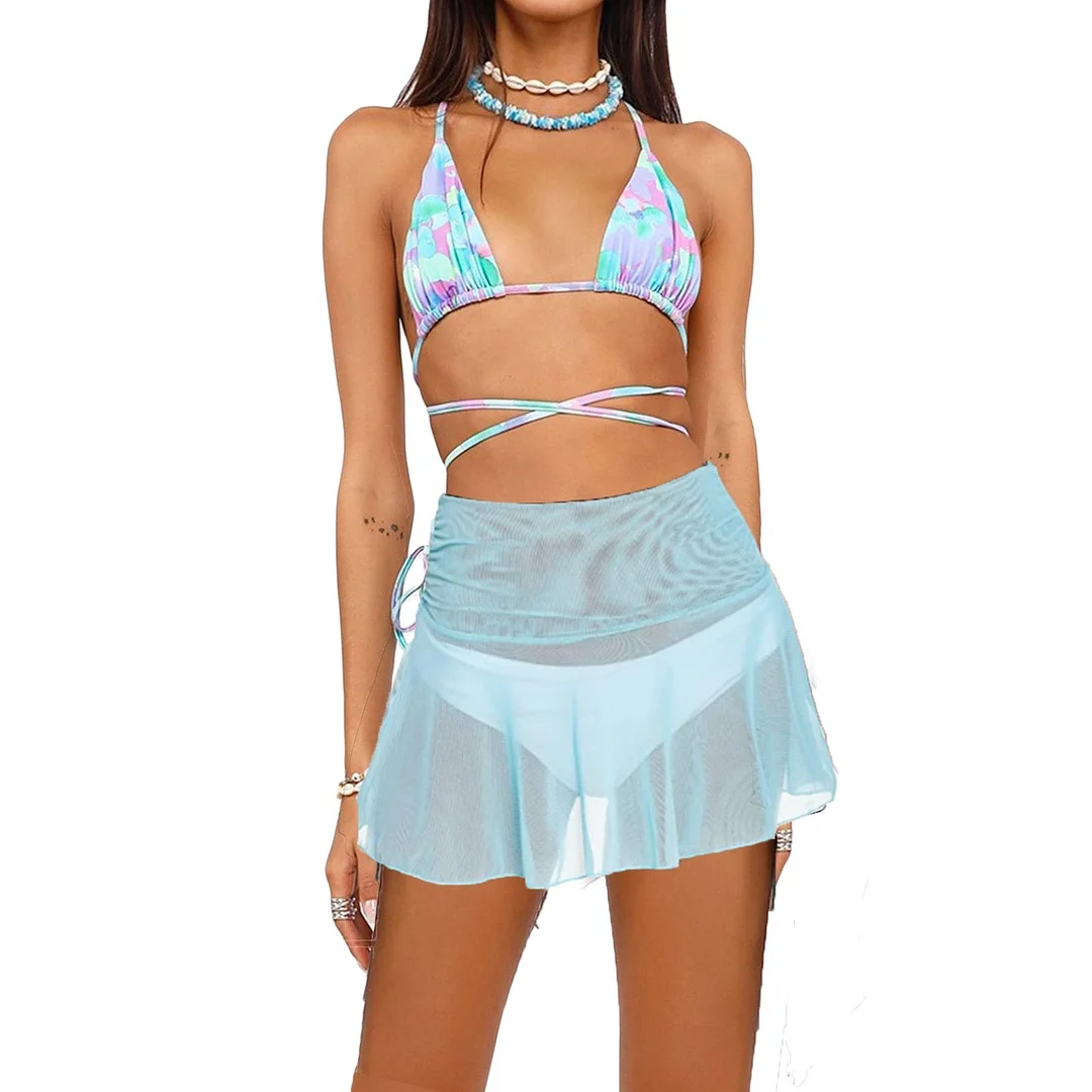 Women High Waist Mini Skirts Summer Solid Color See Through Fishnet Short Pleated Skirt A-Line Rave Festival Clothes