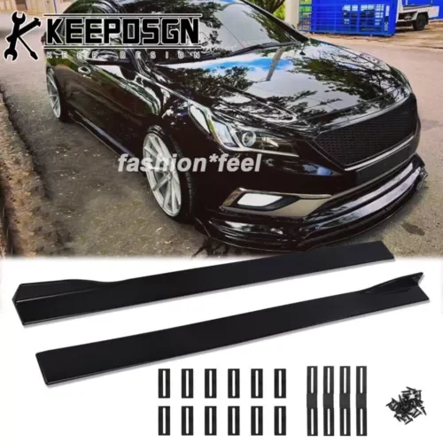 Dronehint For Hyundai SONATA  Side Skirts Extension Lower Splitter Body Parts GLOSSY BLACK (For: Acura) Parts