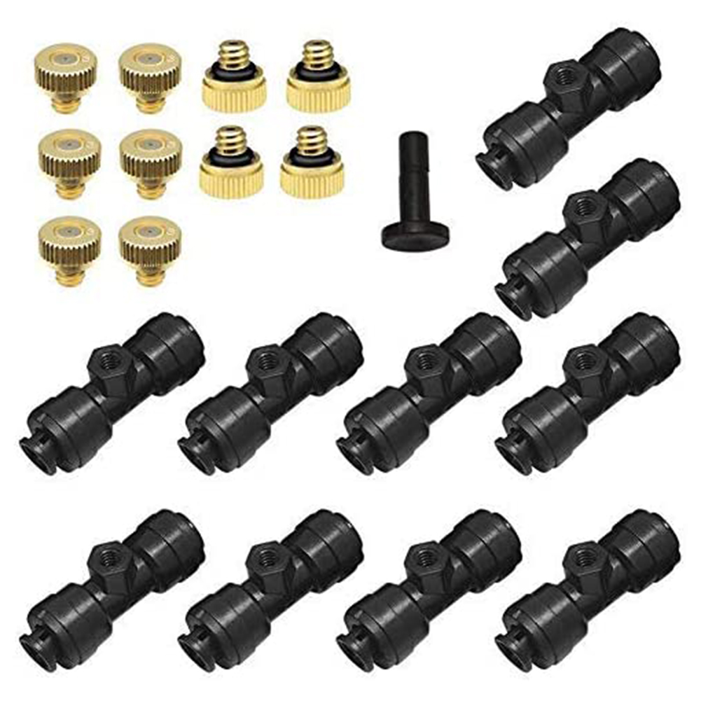 

10pcs Misting Nozzle Tees Kit Brass Fog Nozzles for Outdoor Cooling System, 501 Original