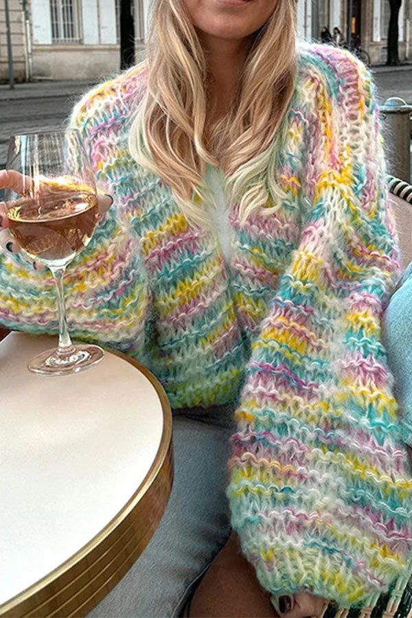 Gradient Rainbow Relaxed Cardigan