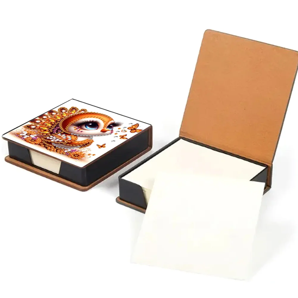PU Bird Diamond Painting Notecard Box with Papers for DIY Art Craft