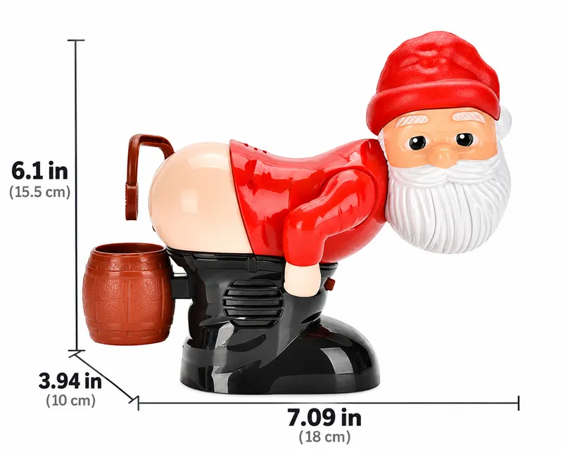 Santa bubble machine dimensions 7.09 inches wide 6.1 inches high and 3.94 inches deep
