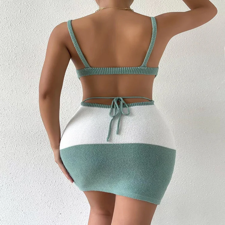 Toloer Toloer Summer New Sling Stripe Color Back Strap Knit Wool Dress Woman-Outfit Ideas