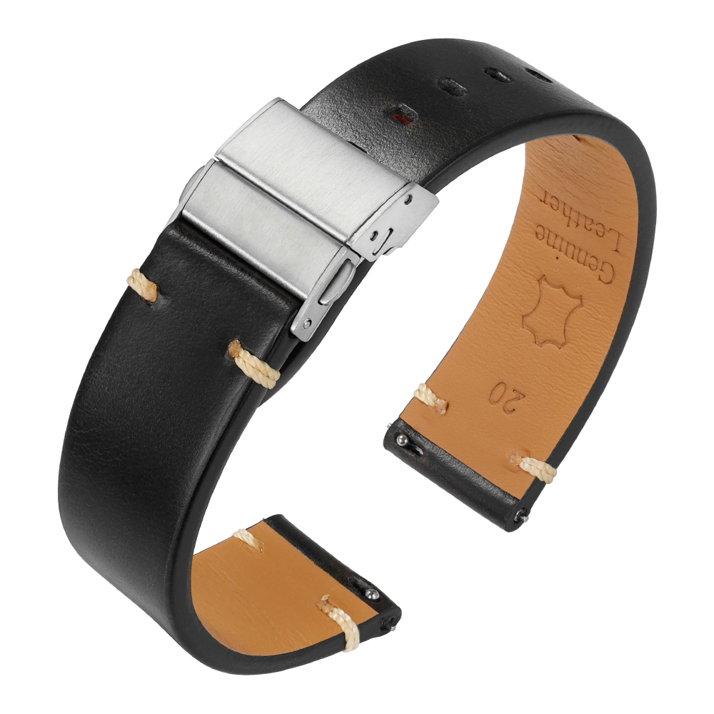Retro Oil Waxed Leather Watch Strap Band 20mm 22mm San Martin Watch san martin watchSan Martin Watch