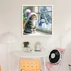 Window Cat Snowman-11CT Stamped Cross Stitch 40*40cm/15.75*15.75in tapestrymarket