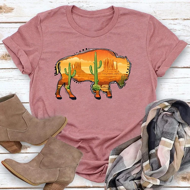 Cattle Cactus Western T-Shirt Tee -06066-Annaletters