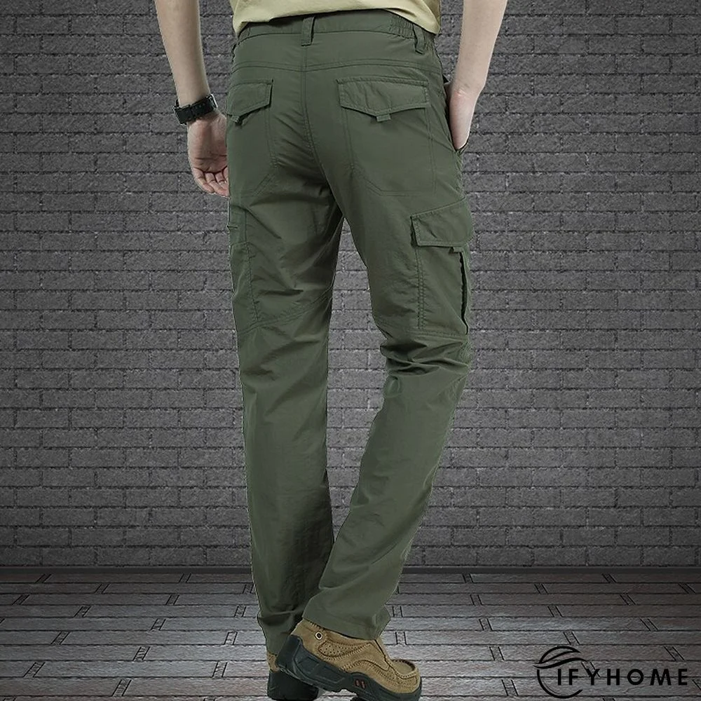 Men's Cargo Pants Hiking Pants Trousers Tactical Pants Military Summer Outdoor Ripstop Breathable Water Resistant Quick Dry Pants / Trousers Bottoms 6 Pockets Elastic Waist Black Army Green Hunting | IFYHOME