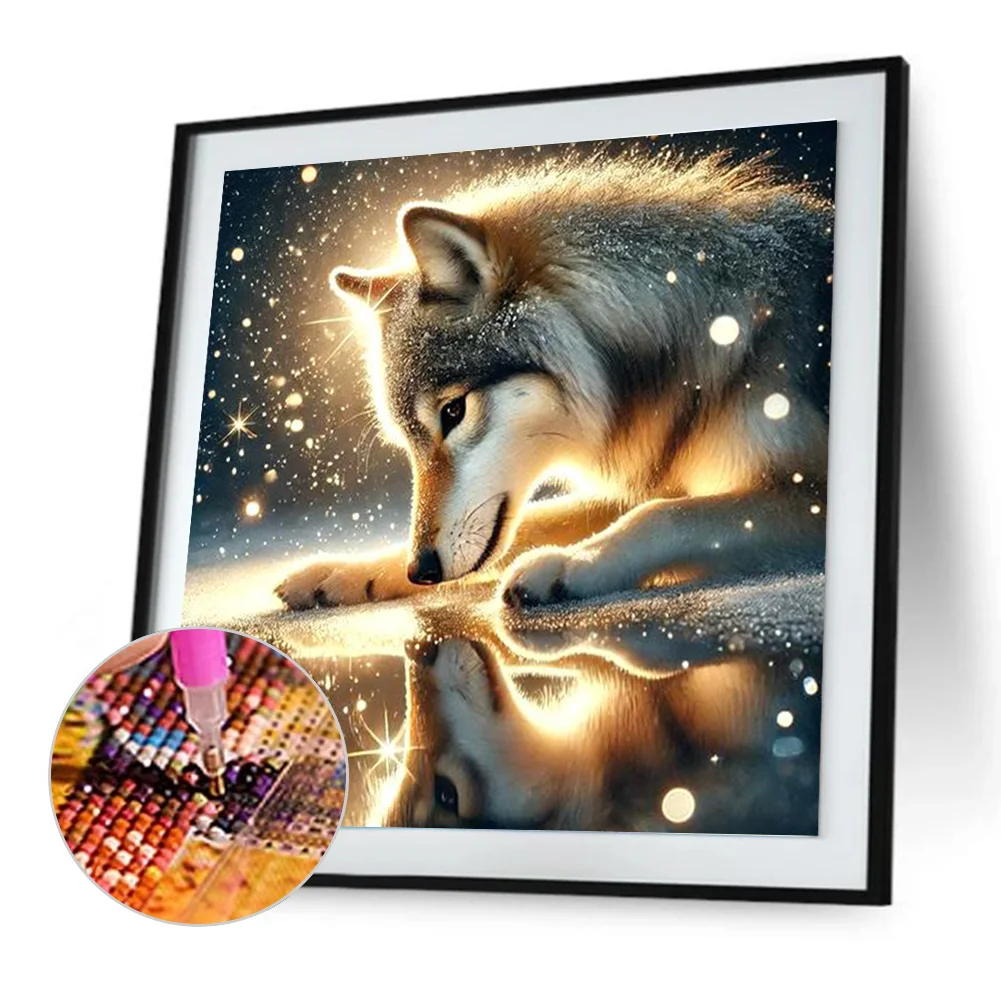Diamond Painting - Full Round Drill - Snow Wolf(Canvas|30*30cm)