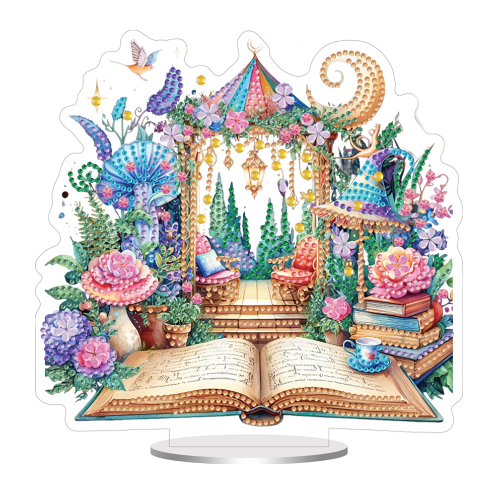 Acrylic Special Shaped Book Garden DIY Table Top Diamond Painting Ornament Kits