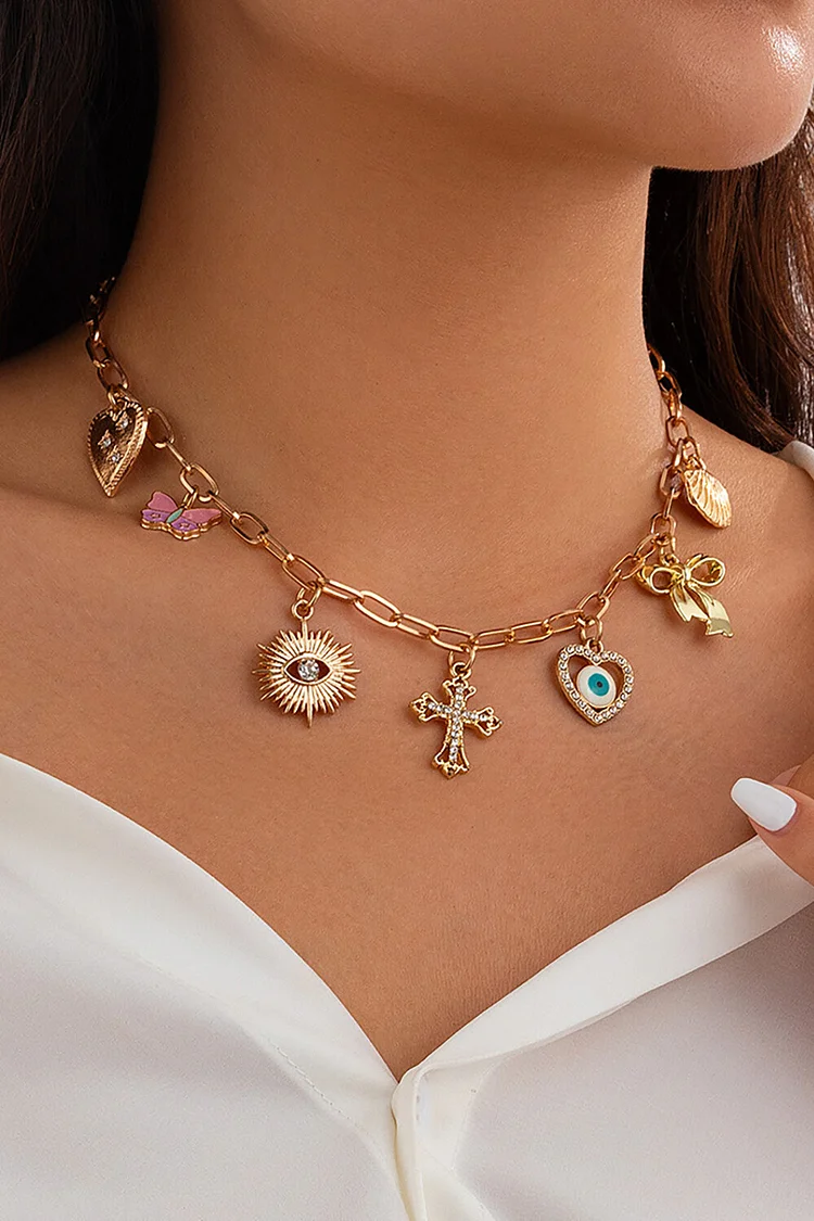 Cross Mixed Pendants Fashionable Necklace