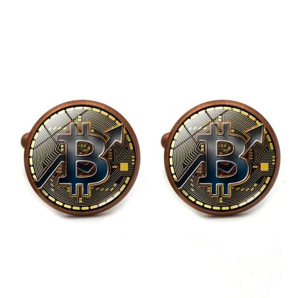 French Shirt Cufflinks Men's Metal Banquet Round Bit Coin Button  Creative Exquisite High Quality Cuff Link Gifts