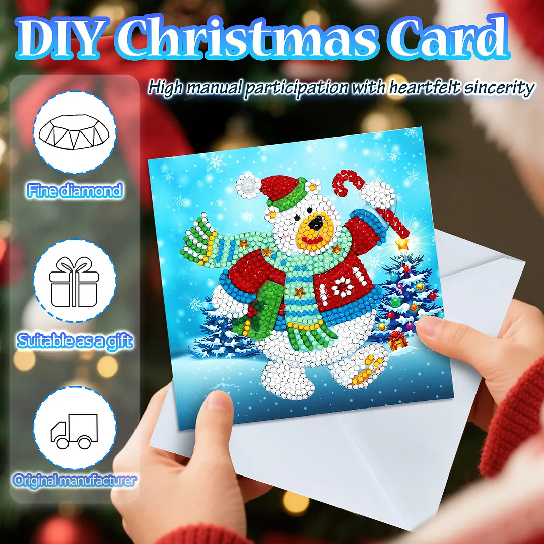 8PCS Winter Animals DIY Diamond Painting Greeting Card Kits with Envelopes Diamond Art Greeting Cards Diamond Art Cards Kits for Adults DIY Crafts Family Friend Gifts