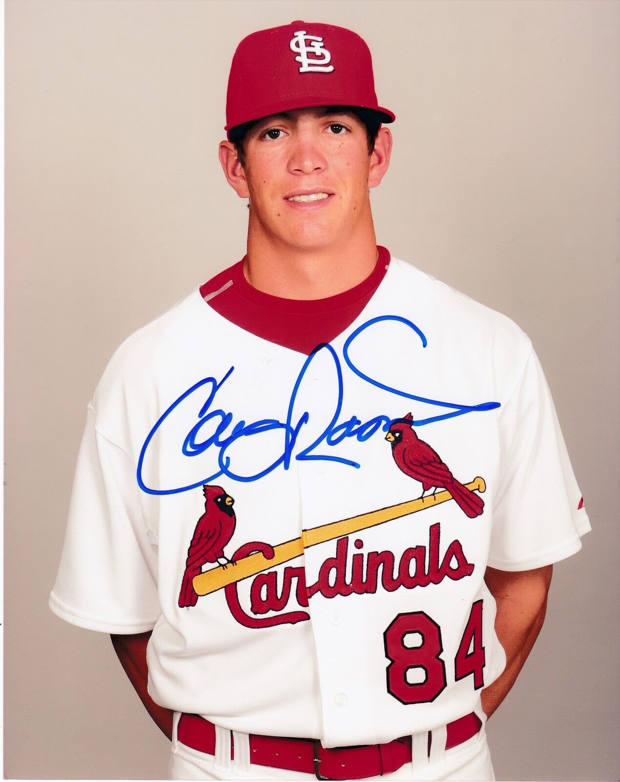 COLBY RASMUS ST. LOUIS CARDINALS ACTION SIGNED 8x10