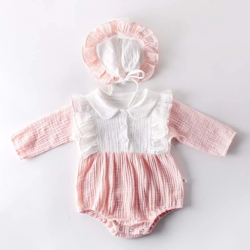 Spring Autumn Newborn Girls Lotus Leaf Collar Floral Jumpsuits Clothes Baby Knit Rompers Knitted Long Sleeve Children Rompers