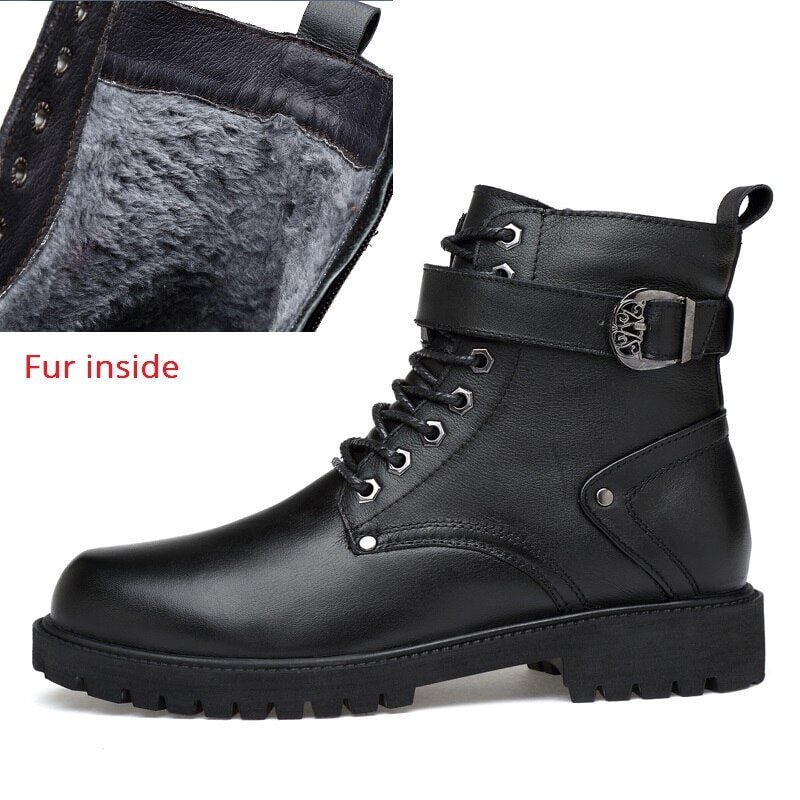 Size 46 Mens Moto Boots Outdoor Army Ankle Boots Men Genuine Leather Shoes Military Desert Tactical Boot Black Combat Boots