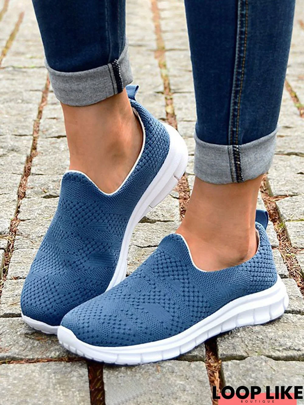 Breathable Mesh Fabric Slip On Sneakers