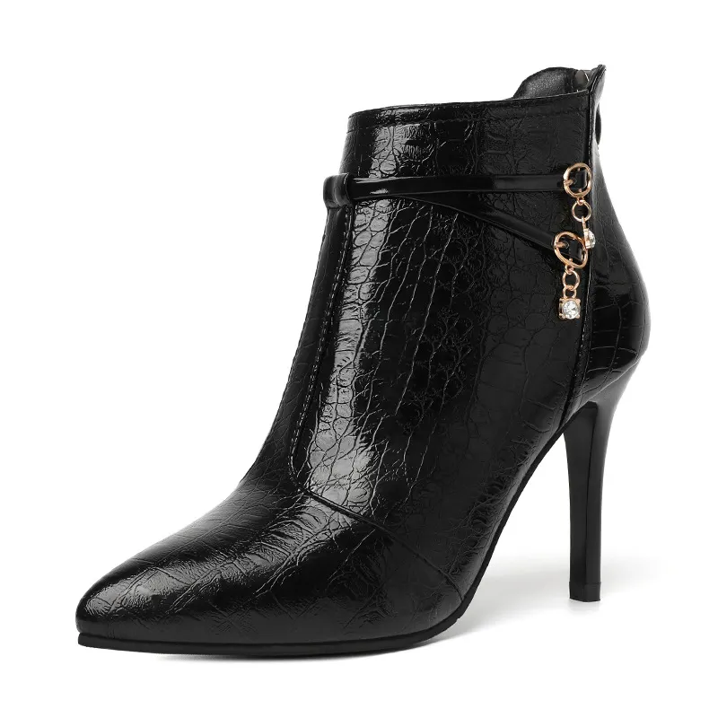 Breakj Breakj Fine-Heeled Temperament Female Boots 25 Autumn And Winter New High Heel Boots Pointed Short Boots Nude Boots Large Women's Shoes