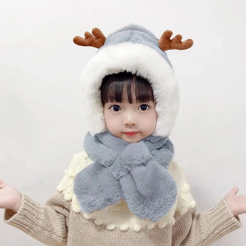 Winter Children’s Hat Scarf Integrated Thickened Warm Baby Cute Baby Windproof Ear Protection Hat For Boys And Girls
