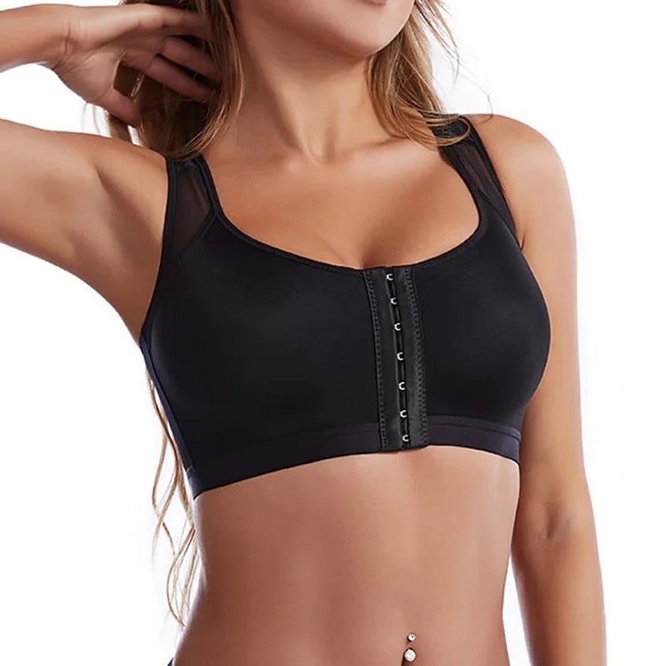 Front Closure Posture Wireless X-Shaped Back Support Full Coverage Bra socialshop