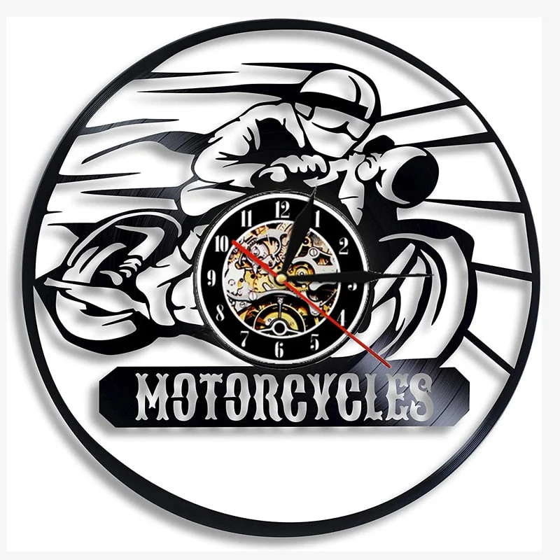 Motocross Vinyl Record Wall Clock Modern Design Motorcycle Racing 3D Decoration Hanging Watch Vinyl Wall Clocks Home Decor