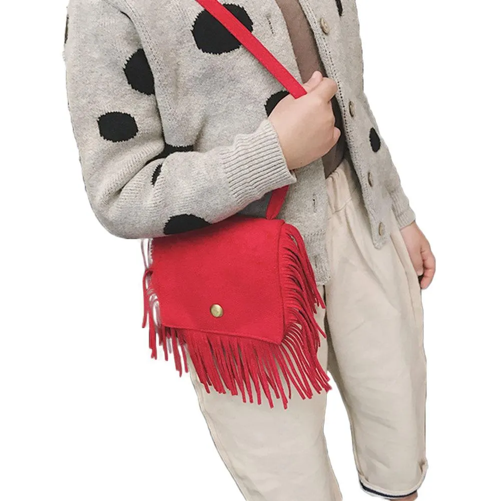 Tassel Mini Messenger Bag Kids Girls Handbags Coin Purse Children Shoulder Bags