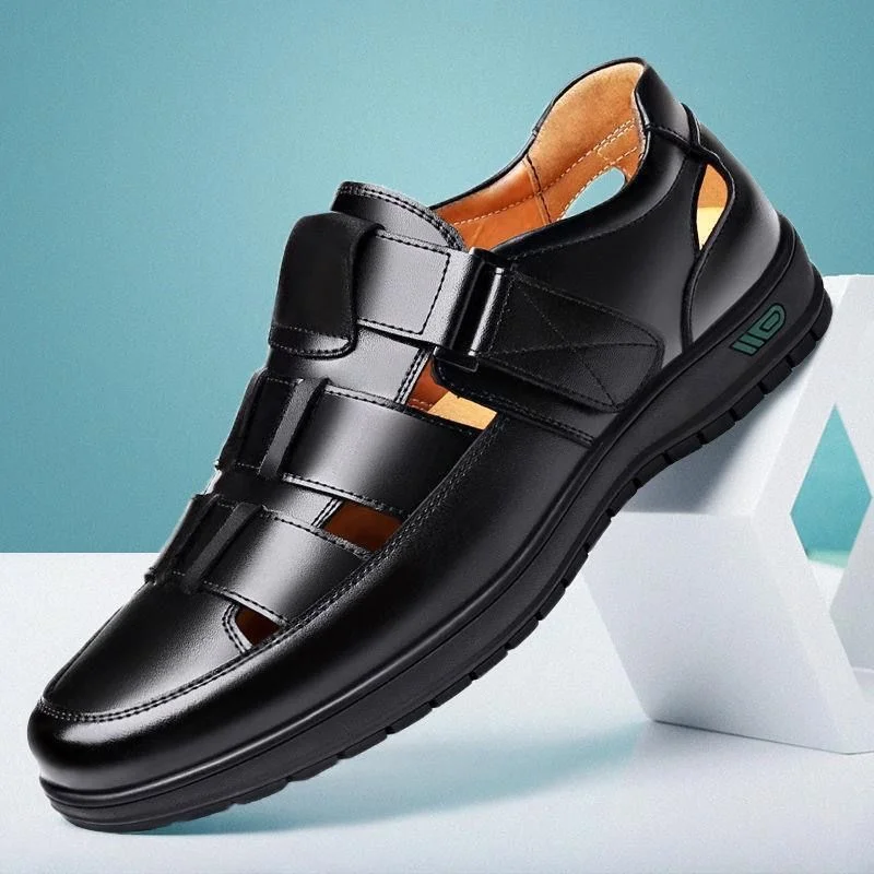 Graduation Gift Big Sale Summer Shoes for Men Hollow Out PU Leather Breathable Sandals Non-slip Flats Soft Bottom Handmade Tide Design Footwear Men Shoes