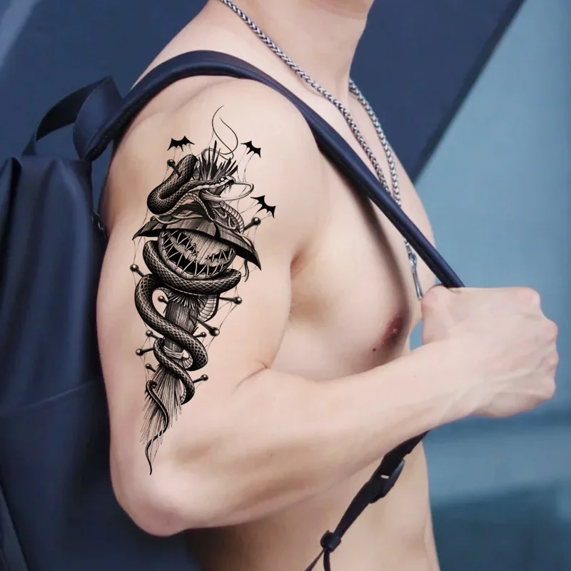 Sdrawing Full-arm Waterproof Tattoo Sticker Symbol Totem Animal Skeleton Small Arm Tattoo Sticker