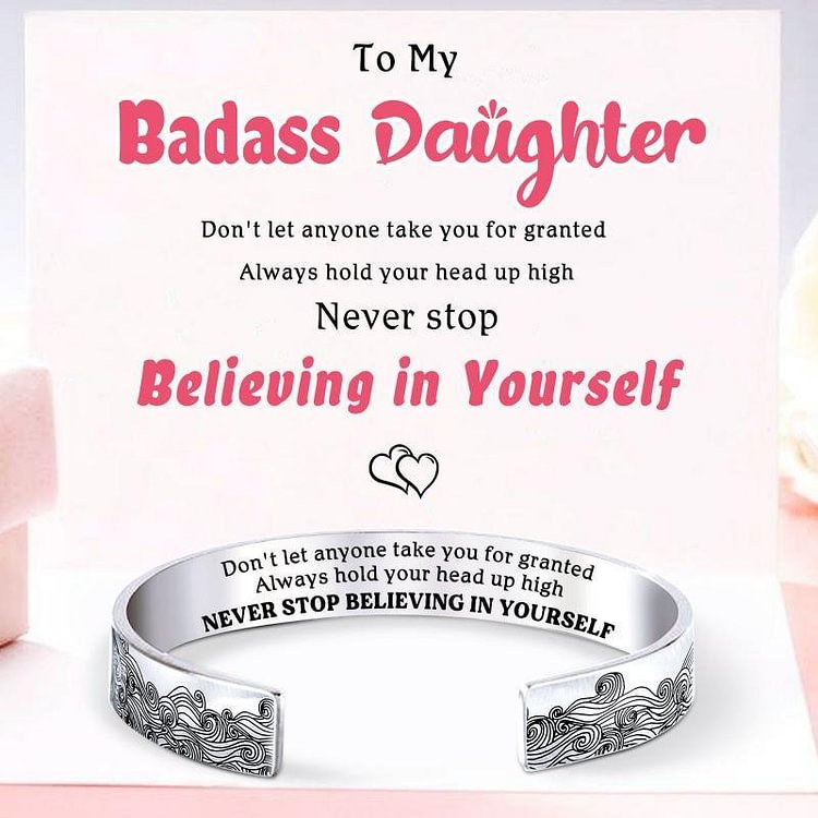 For Daughter - Never Stop Believing In Yourself Wave Cuff Bracelet
