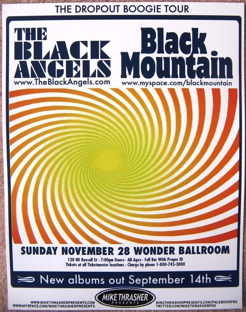 BLACK ANGELS / BLACK MOUNTAIN 2010 Gig POSTER Portland Oregon Concert