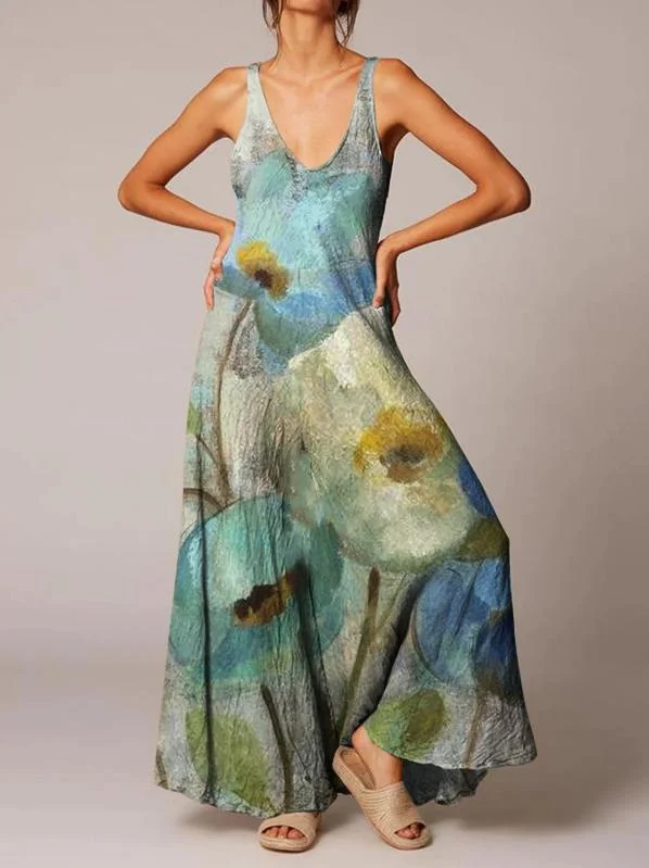 Retro print casual dress