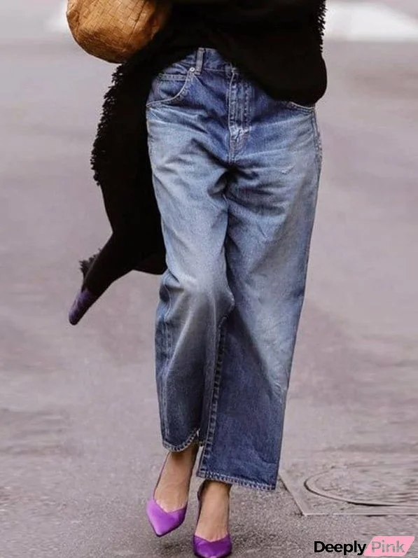 Jeans Casual Pocket Straight Jeans for Women