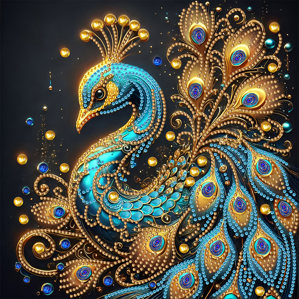 Blue Peacock 30*30cm(canvas) special shaped drill diamond painting