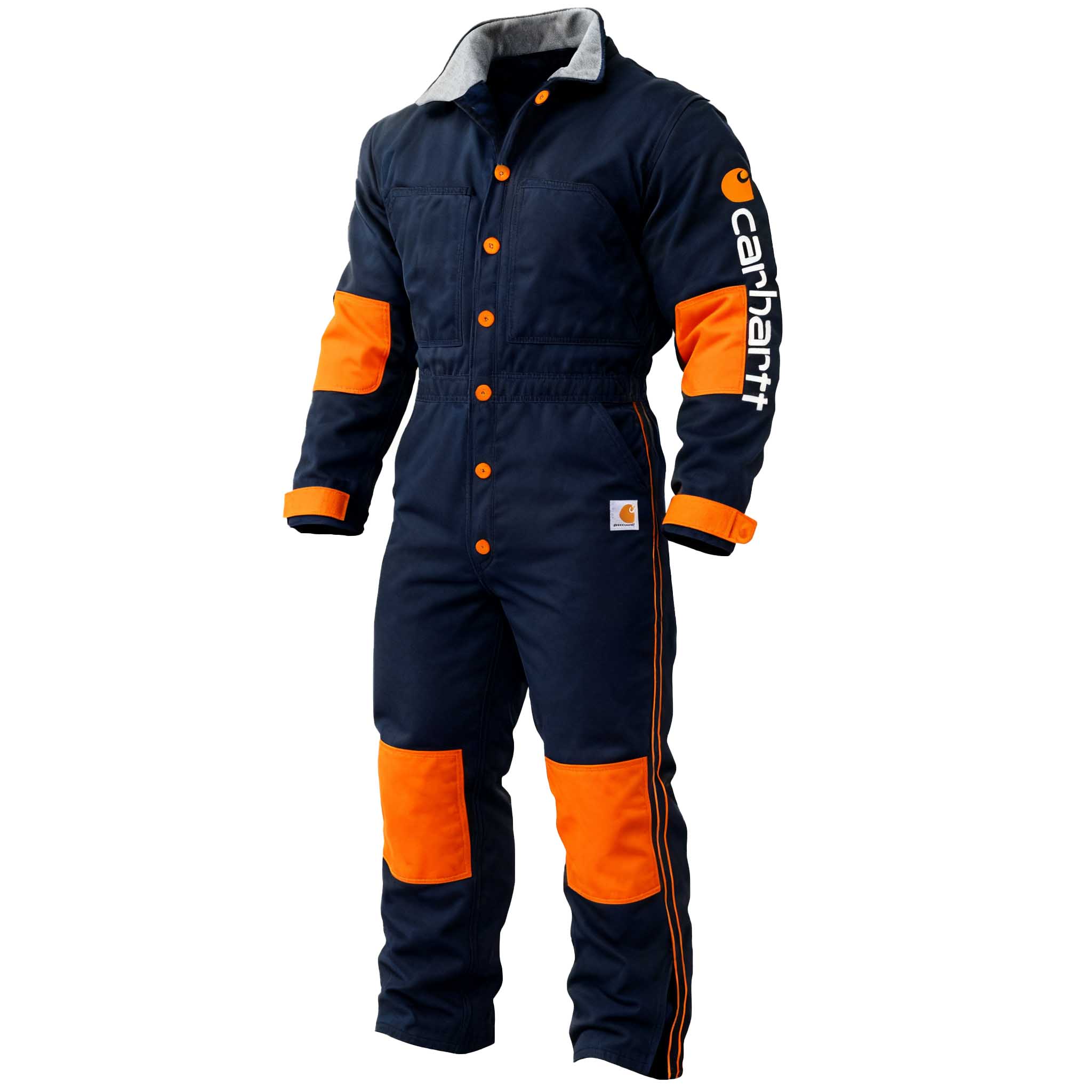 Men's Vintage Dark Blue Duck Work Insulated Coverall Long Sleeve Jumpsuit