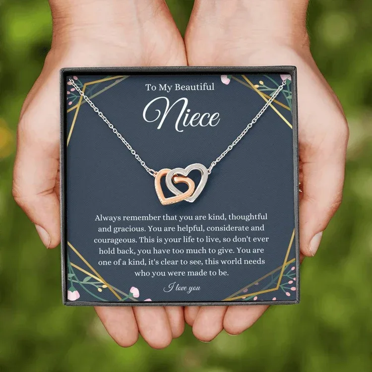 To My Beautiful Niece S925 Interlocking Heart Necklace Gift Set