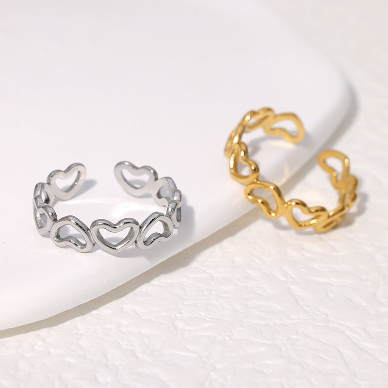 Open Ring Cute Heart Stainless Steel Electroplating Rings