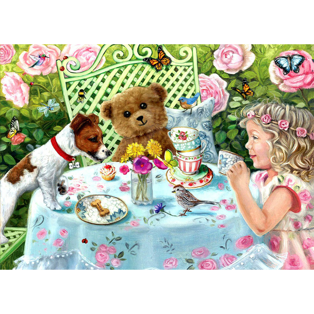 

40*30CM-Lovely Girl Rhinestone-Round Drill Diamond Painting, 501 Original